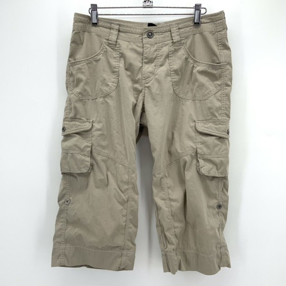 Kuhl Womens 8 Kontra Shorts Convertible Capri Pants Tan Cargo Pockets Stretch